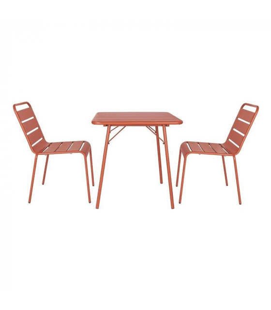 CHAISES A LATTES EN ACIER TERRACOTTA LOT DE 4 dans CHAISES