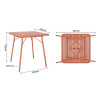 TABLE CARREE A LATTES EN ACIER TERRACOTTA dans TABLE ACIER