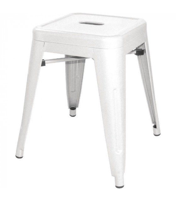 TABOURET BAS BISTRO EN ACIER BLANC LOT DE 4 dans TABOURET