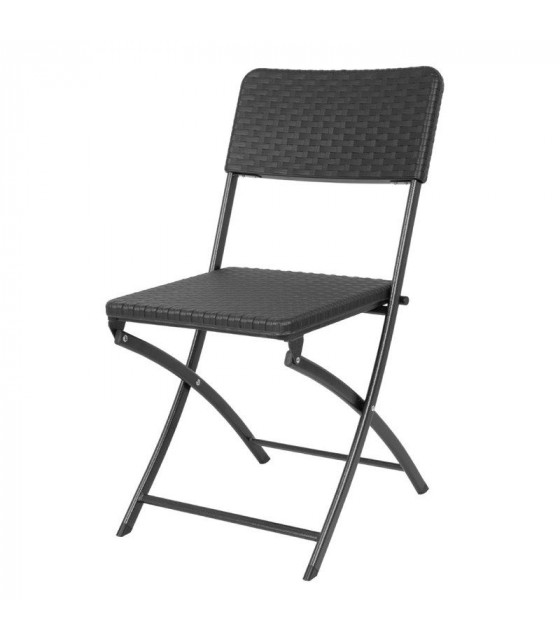 CHAISE PLIANTE EN ROTIN PE NOIRE LOT DE 2 dans CHAISES