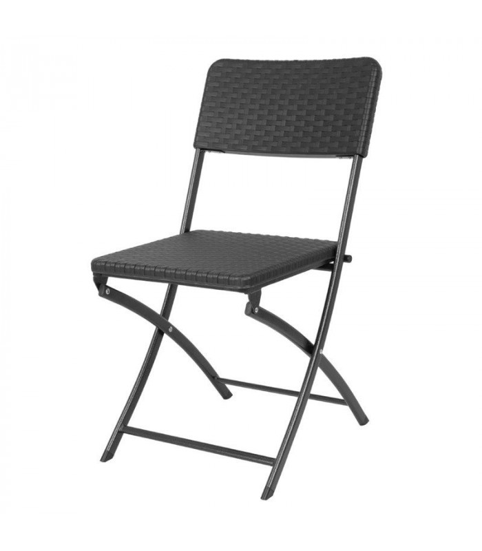 CHAISE PLIANTE EN ROTIN PE NOIRE LOT DE 2 dans CHAISES