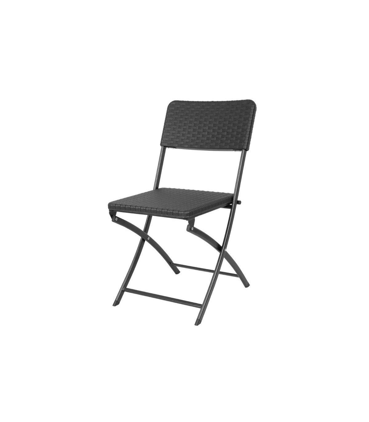 CHAISE PLIANTE EN ROTIN PE NOIRE LOT DE 2 dans CHAISES