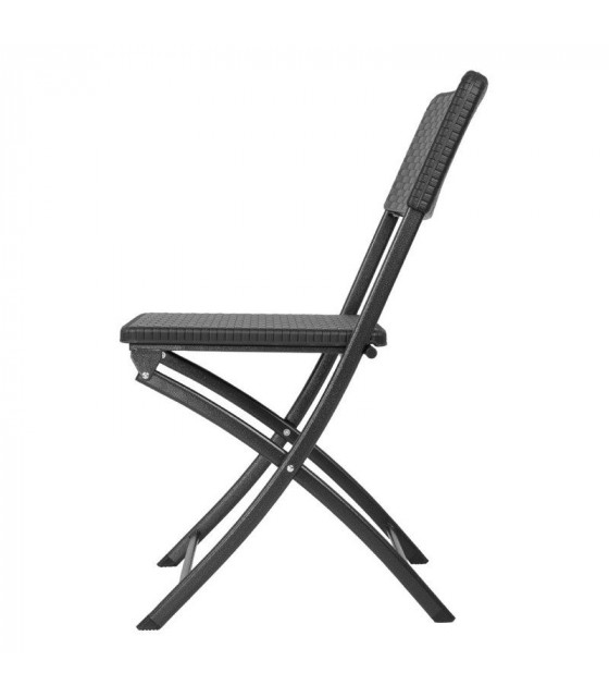CHAISE PLIANTE EN ROTIN PE NOIRE LOT DE 2 dans CHAISES