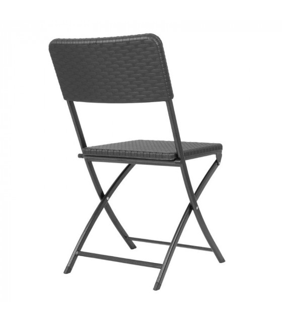 CHAISE PLIANTE EN ROTIN PE NOIRE LOT DE 2 dans CHAISES