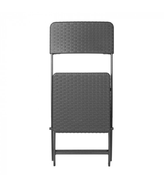 CHAISE PLIANTE EN ROTIN PE NOIRE LOT DE 2 dans CHAISES
