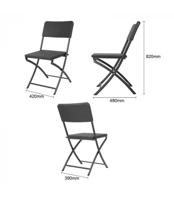 CHAISE PLIANTE EN ROTIN PE NOIRE LOT DE 2 dans CHAISES