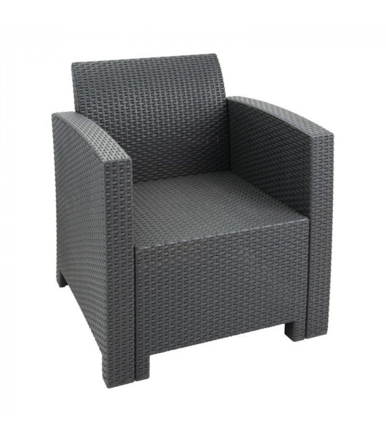 ENSEMBLE FAUTEUILS ET TABLE EN ROTIN PP GRIS dans TRANSAT ET CHAISE LONGUE