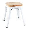 TABOURET BAS BISTRO AVEC COUSSIN D'ASSISE EN BOIS BLANC LOT DE 4 dans TABOURET