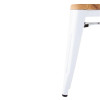 TABOURET BAS BISTRO AVEC COUSSIN D'ASSISE EN BOIS BLANC LOT DE 4 dans TABOURET