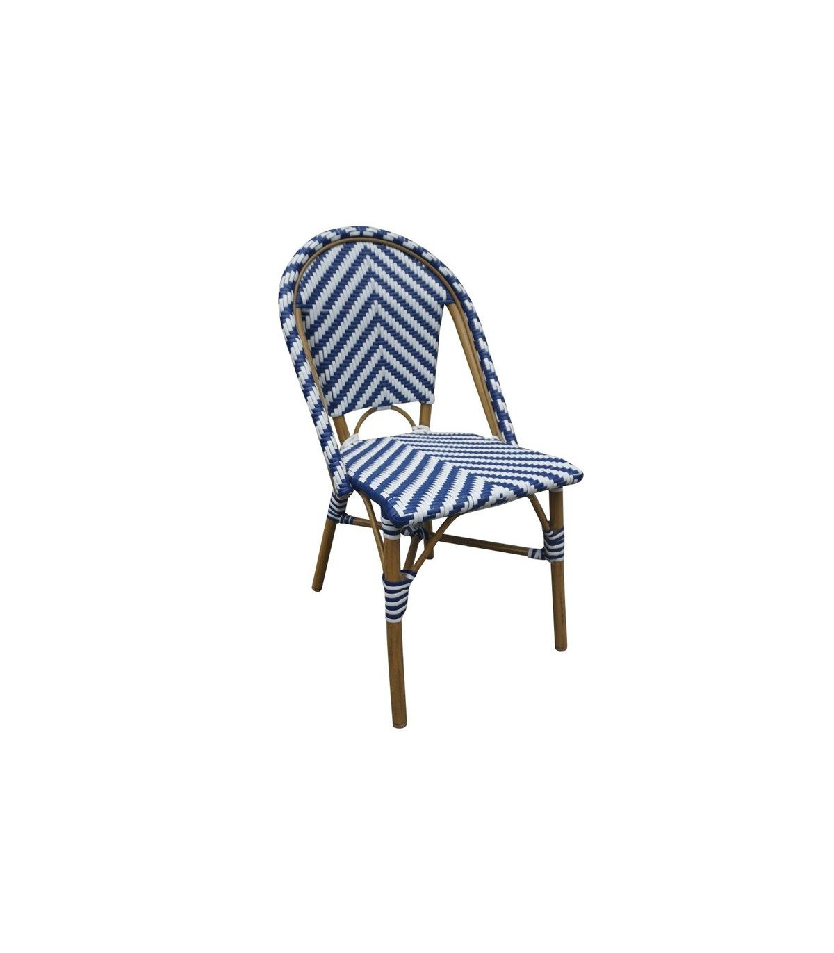 CHAISE STYLE PARISIEN EN ROTIN PE BLEUE LOT DE 2 dans CHAISES