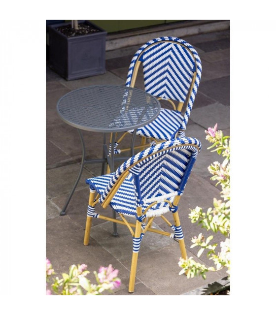 CHAISE STYLE PARISIEN EN ROTIN PE BLEUE LOT DE 2 dans CHAISES