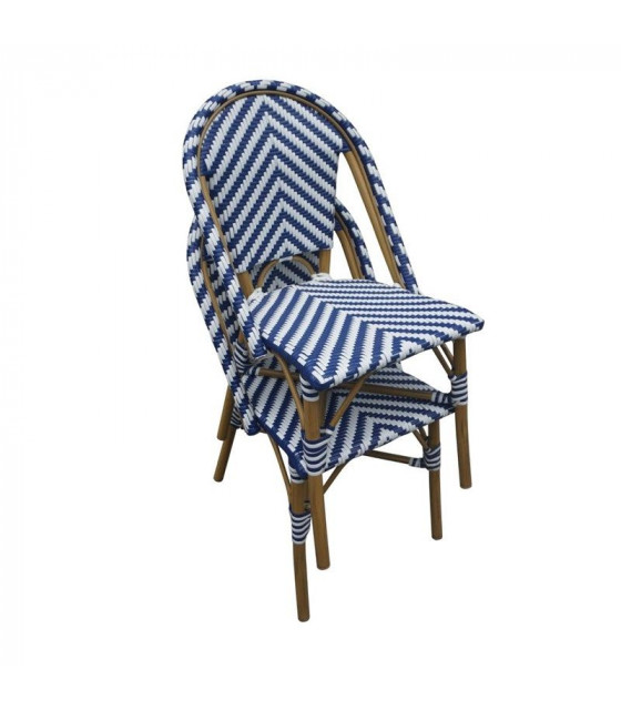 CHAISE STYLE PARISIEN EN ROTIN PE BLEUE LOT DE 2 dans CHAISES