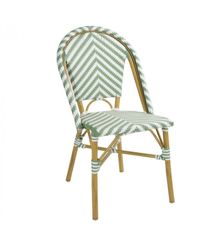 CHAISE STYLE PARISIEN EN ROTIN PE VERT LOT DE 2 dans CHAISES