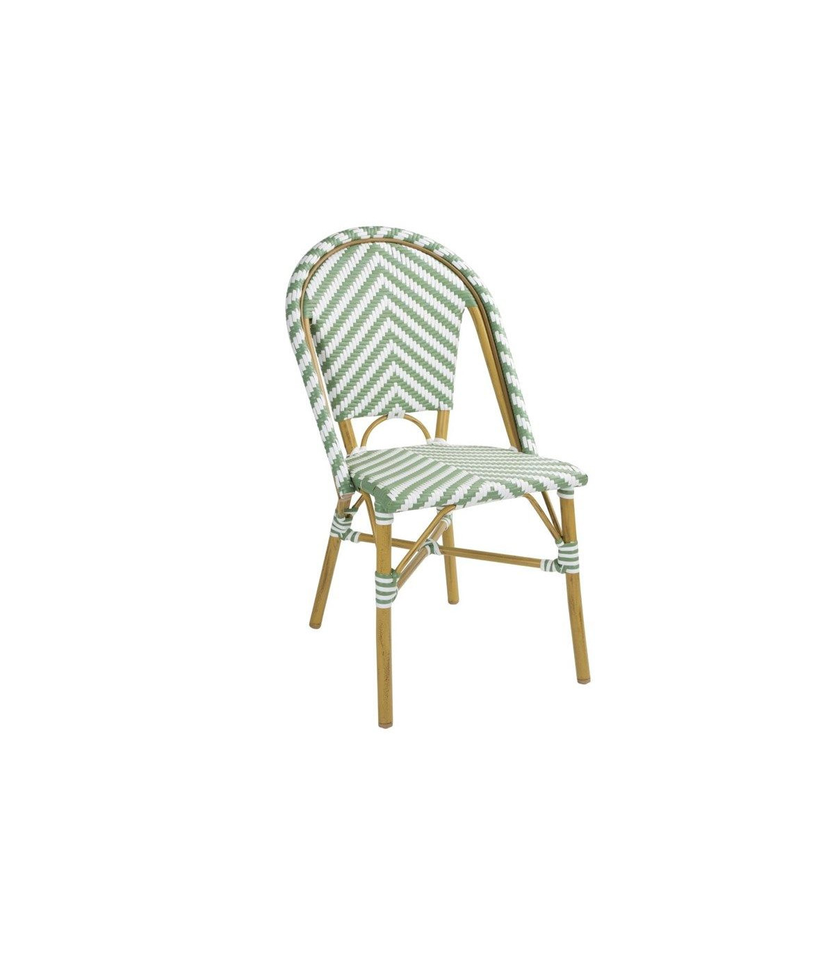 CHAISE STYLE PARISIEN EN ROTIN PE VERT LOT DE 2 dans CHAISES