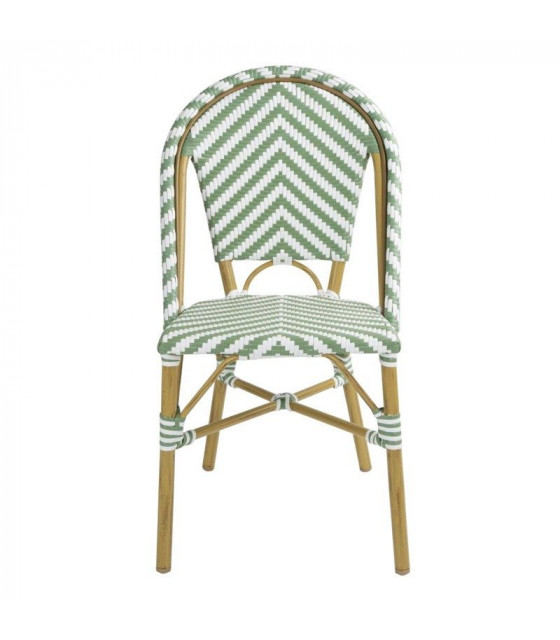 CHAISE STYLE PARISIEN EN ROTIN PE VERT LOT DE 2 dans CHAISES