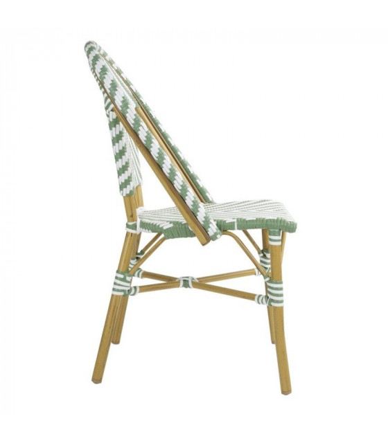 CHAISE STYLE PARISIEN EN ROTIN PE VERT LOT DE 2 dans CHAISES