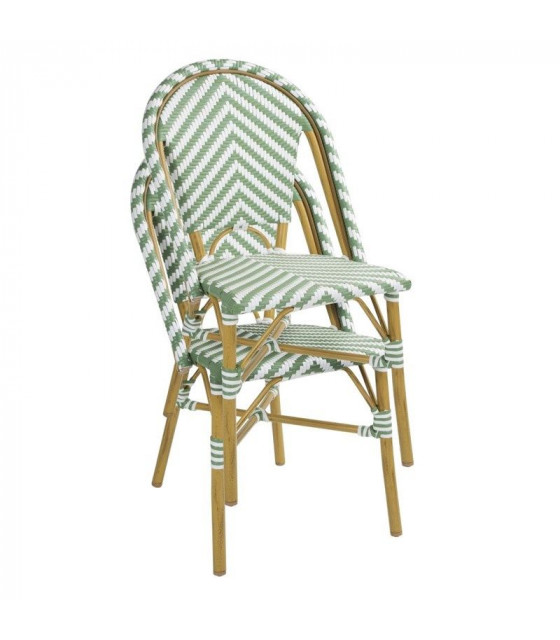 CHAISE STYLE PARISIEN EN ROTIN PE VERT LOT DE 2 dans CHAISES