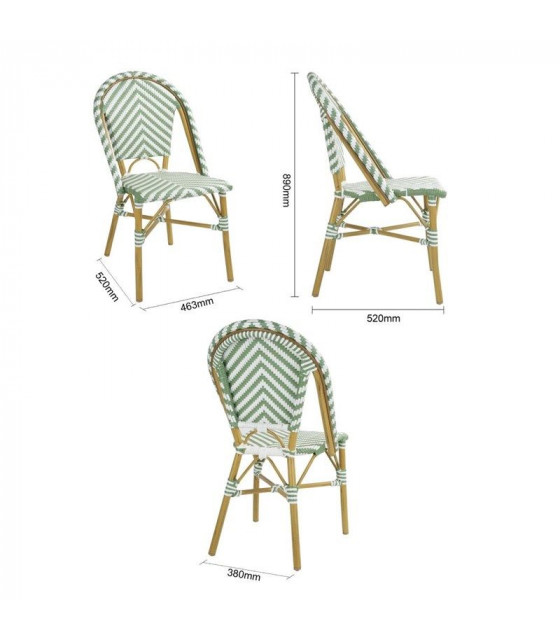 CHAISE STYLE PARISIEN EN ROTIN PE VERT LOT DE 2 dans CHAISES