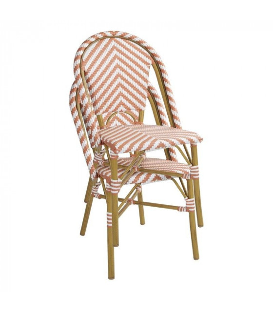 CHAISE STYLE PARISIEN EN ROTIN PE CORAIL LOT DE 2 dans CHAISES