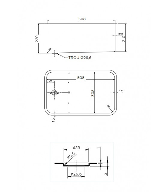 CUVE BAC BAIN-MARIE INOX A SOUDER GN1/1 - 530X325 - SANS TROP-PLEIN dans TOP DE PLONGE