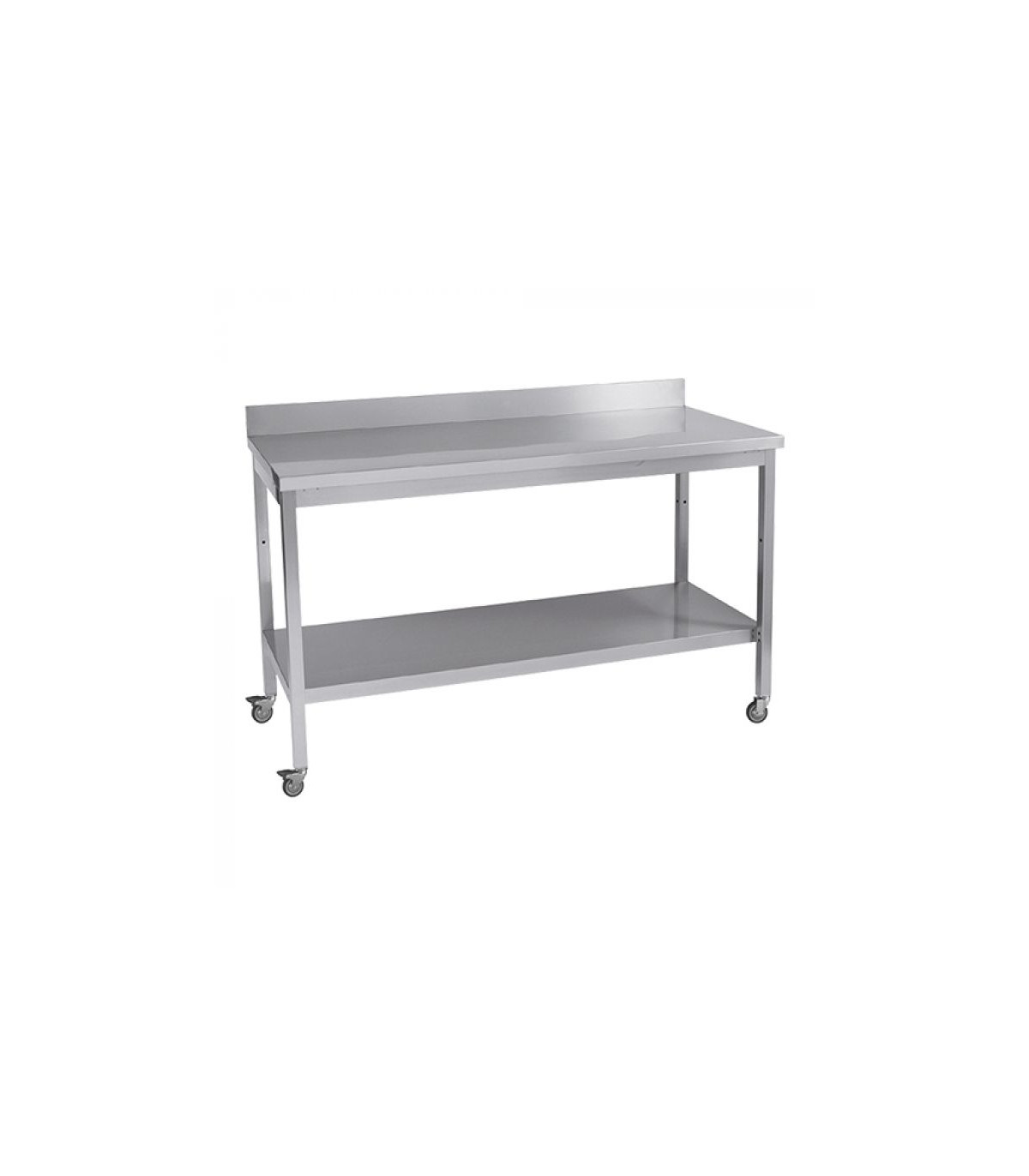 TABLE DE PREPARATION 200CM SUR ROUES + DOSSERET MULTINOX dans TABLES INOX