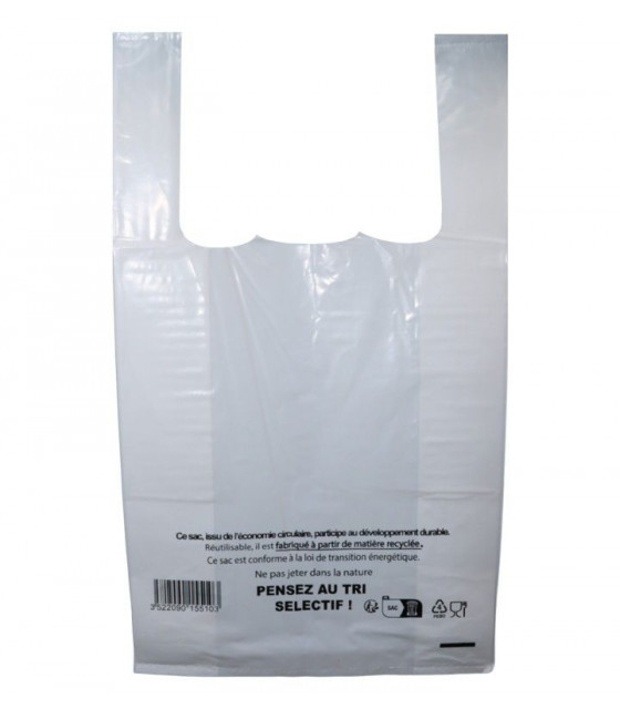 SAC A BRETELLES 26X60X45CM BLANC 5X100 PIECES dans EMBALLAGE EN PLASTIQUE