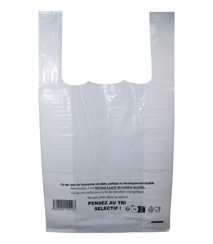 SAC A BRETELLES 26X60X45CM BLANC 5X100 PIECES dans EMBALLAGE EN PLASTIQUE