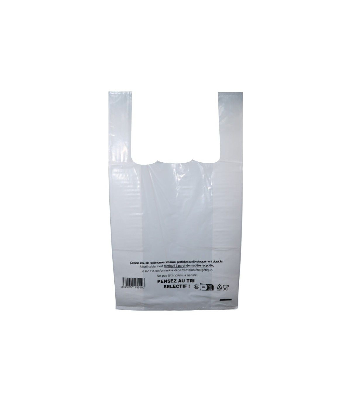 SAC A BRETELLES 26X60X45CM BLANC 5X100 PIECES dans EMBALLAGE EN PLASTIQUE