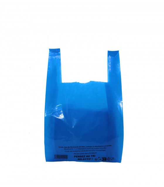 SAC A BRETELLES 26X60X45CM BLEU 5X100 PIECES dans EMBALLAGE EN PLASTIQUE