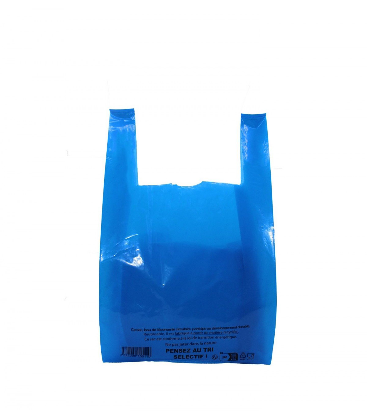 SAC A BRETELLES 26X60X45CM BLEU 5X100 PIECES dans EMBALLAGE EN PLASTIQUE