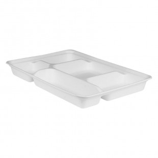 PLATEAU REPAS FIBRE 5 COMPARTIMENTS 4X50 PIECES dans EMBALLAGE EN CARTON ET PAPIER