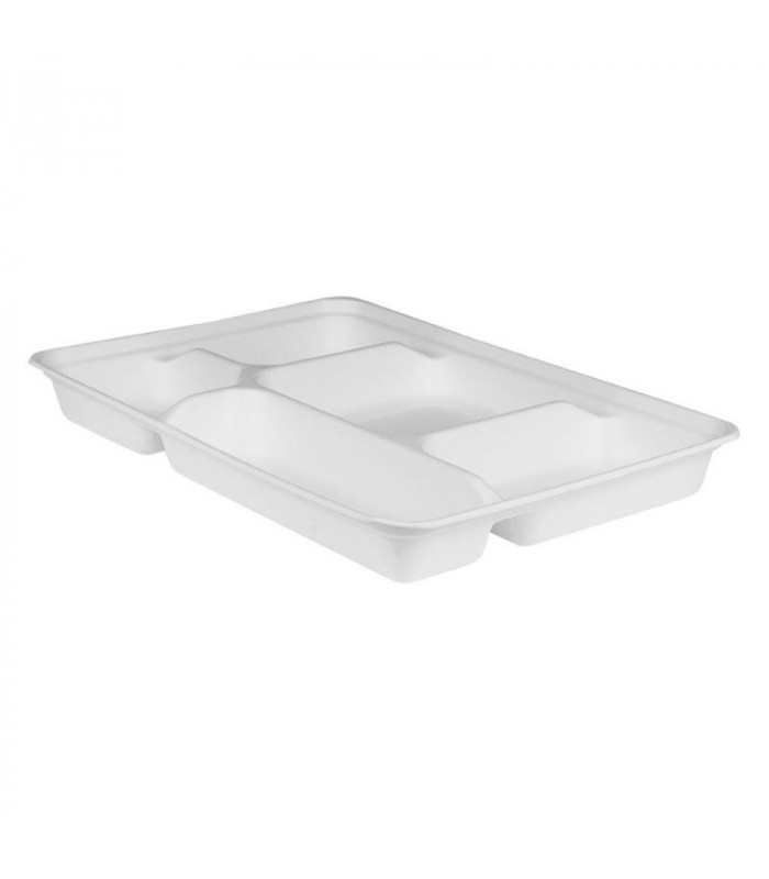 PLATEAU REPAS FIBRE 5 COMPARTIMENTS 4X50 PIECES dans EMBALLAGE EN CARTON ET PAPIER