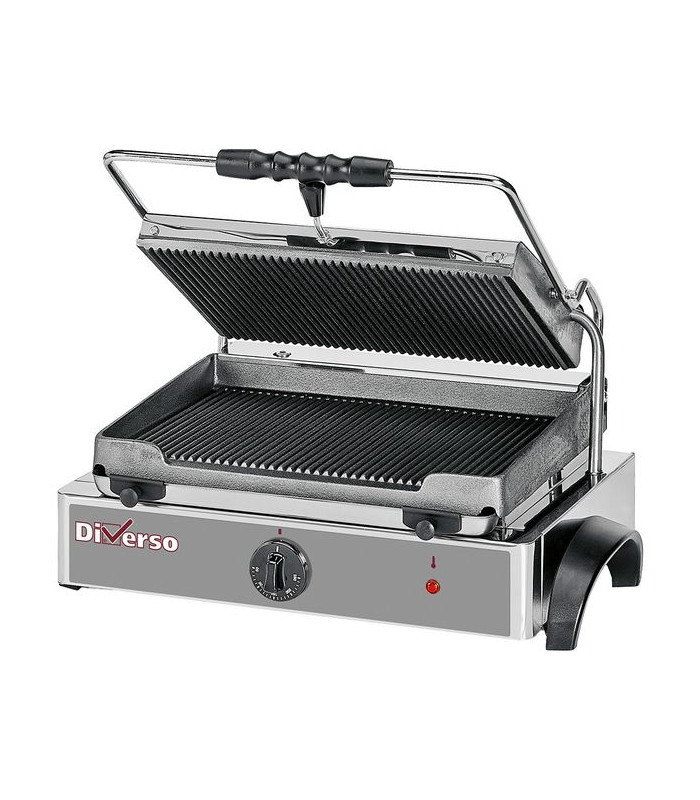GRILL PANINI ELECTRIQUE MEDIUM PLAQUES RAINUREES DIVERSO dans GRILL DE CONTACT