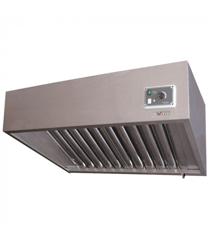 HOTTE AVEC MOTEUR 9/9-2500 M3/H 120PA VARIATEUR 4 FILTRES 200CM DIVERSO dans HOTTE