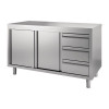 TABLE ARMOIRE 2 PORTES + 3 TIROIRS 160CM CUISIMAT dans TABLES INOX