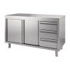 TABLE ARMOIRE 2 PORTES + 3 TIROIRS 150CM CUISIMAT dans TABLES INOX