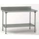 TABLE DE TRAVAIL EN INOX 100CM AVEC DOSSERET ET SOUBASSEMENT A MONTER TOURNUS