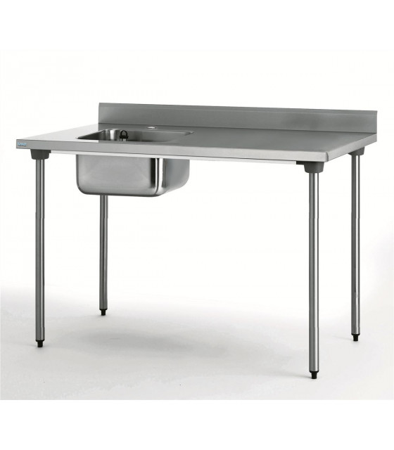 TABLE DU CHEF EN INOX 120CM AVEC 1 BAC A GAUCHE ET DOSSERET TOURNUS dans TABLE DE CHEF