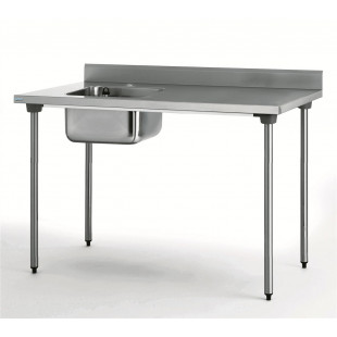 TABLE DU CHEF EN INOX 140CM AVEC 1 BAC A GAUCHE ET DOSSERET TOURNUS dans TABLE DE CHEF