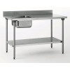 TABLE DU CHEF EN INOX 140CM 1 BAC A GAUCHE AVEC DOSSERET ET SOUBASSEMENT TOURNUS dans TABLE DE CHEF