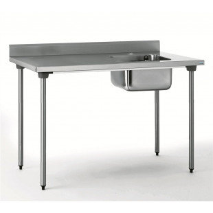 TABLE DU CHEF EN INOX 140CM 1 BAC A DROITE AVEC DOSSERET TOURNUS dans TABLE DE CHEF