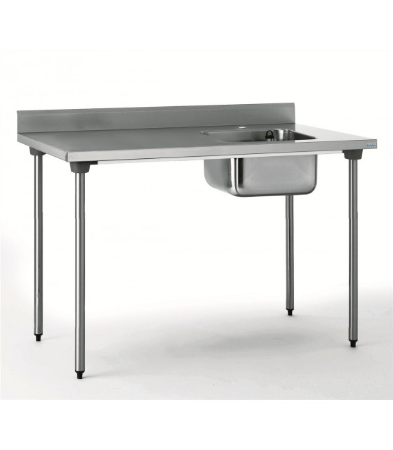 TABLE DU CHEF EN INOX 140CM 1 BAC A DROITE AVEC DOSSERET TOURNUS dans TABLE DE CHEF