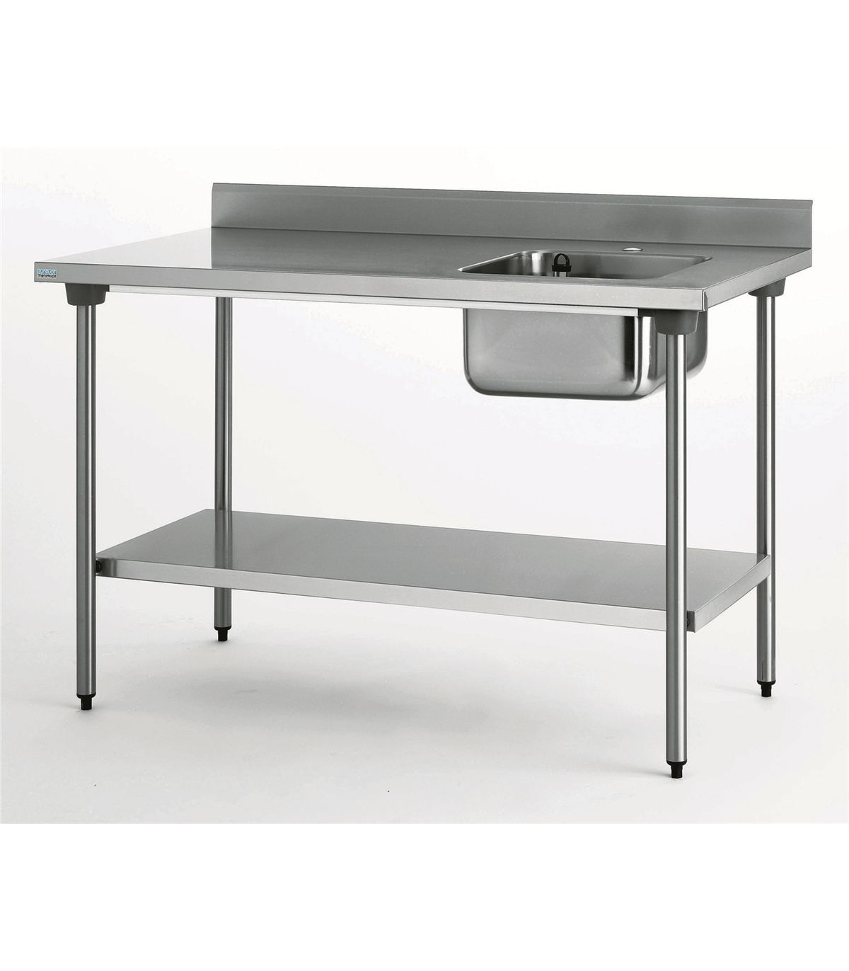 TABLE DU CHEF EN INOX 120CM 1 BAC A DROITE AVEC DOSSERET ET SOUBASSEMENT TOURNUS dans TABLE DE CHEF