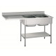 PLONGE 2 BACS 500X400 EGOUTTOIR GAUCHE + ENPLACEMENT LV + ETAGERE TOURNUS