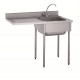 PLONGE 1 BAC 500X500 EGOUTTOIR GAUCHE + ENPLACEMENT LV + ETAGERE TOURNUS