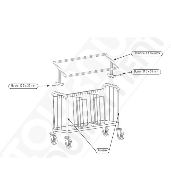 DISTRIBUTEUR A COUVERTS AMOVIBLE CAPACITE 5 BACS GN1/3 NON FOURNIS dans TOURNUS EQUIPEMENT