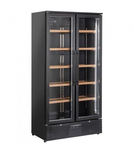 VITRINE CAVE A VINS DOUBLE PORTE 460LT 1 TEMPERATURE NOIRE DIVERSO dans CAVE A VIN