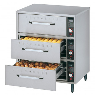 CHAUFFE ALIMENTS A POSER, 3 TIROIRS DIAMOND dans VITRINE CHAUFFANTE