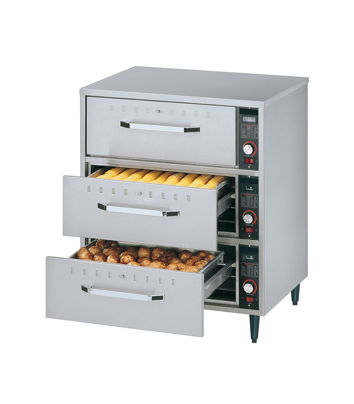CHAUFFE ALIMENTS A POSER, 3 TIROIRS DIAMOND dans VITRINE CHAUFFANTE