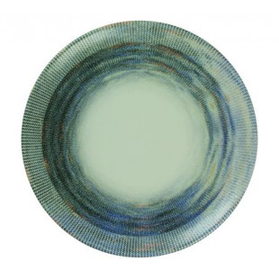 ASSIETTE PLATE SANS AILE Ø21CM NYX BLANC BLEU & ARGENT SARREGUEMINES dans ART DE LA TABLE ET BAR